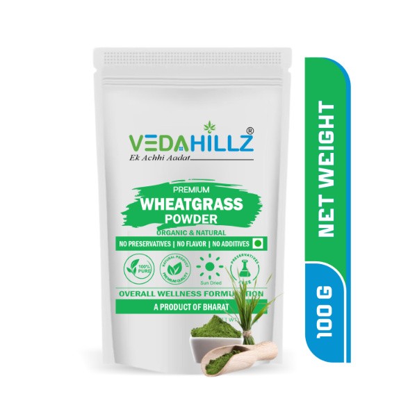 Vedahillz WheatGrass Leaf Powder for Energy and Detox Made from Selected Fresh WheatGrass